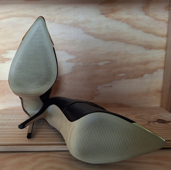 Enzo Angiolini Black Heels with Gold Accents - Picture 6 of 9